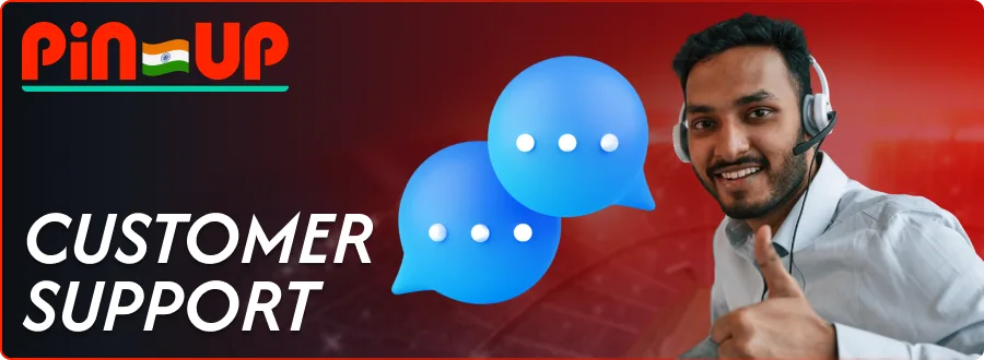 Pin-Up customer support agent with chat bubbles