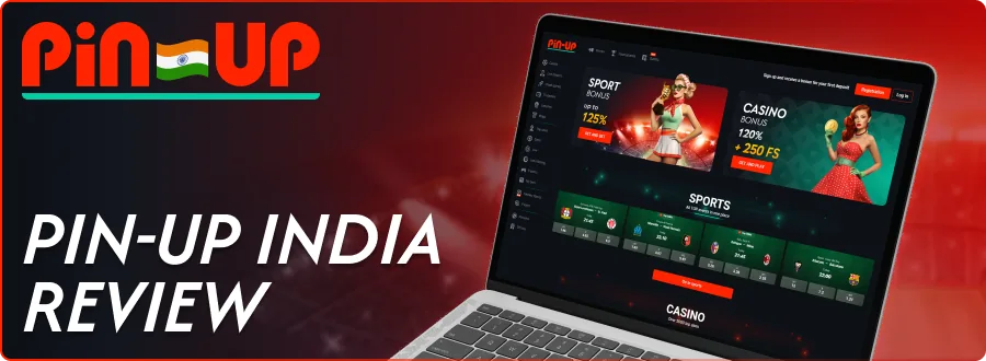 Pin-Up India site open on a laptop