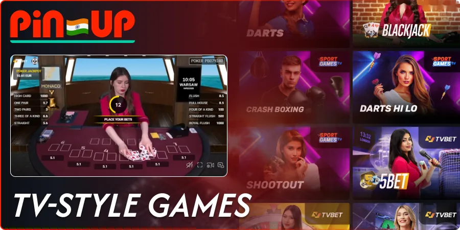 TV-style live games at Pin-Up, including darts and game shows